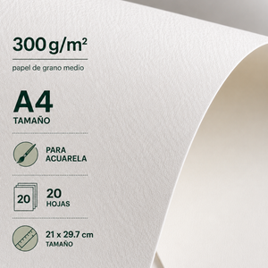 Croquera Block para Acuarela A4 300gsm con Algodón