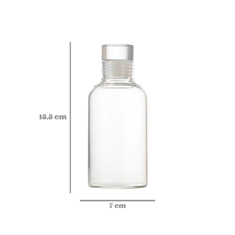 Botella De Vidrio Contenedor Aesthetic Borosilicato 300 Ml