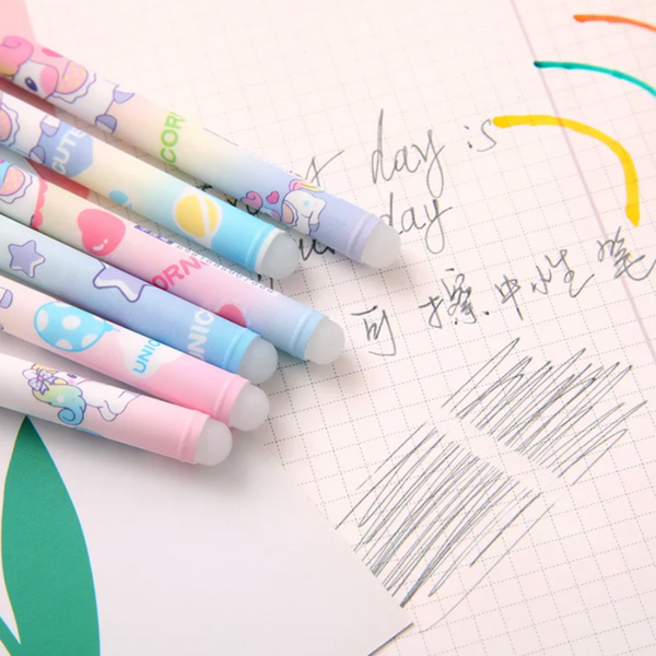 Caja 12 Lápices Kawaii Tinta Gel Borrable