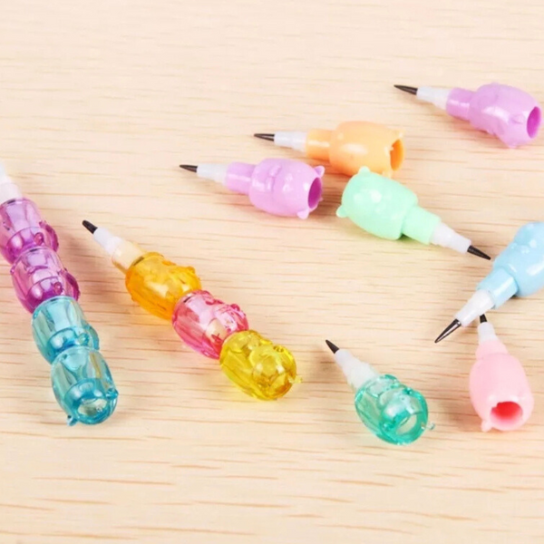 Set De 2 Lápices Mina Ositos Arcoiris Kawaii