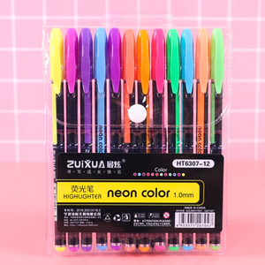 Lápices Tinta Gel Neón Set 12 Unidades 1,0 Mm