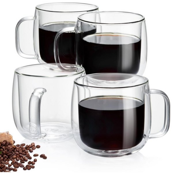 Set 2 Taza De Doble Cubierta De Vidrio 250ml Mug