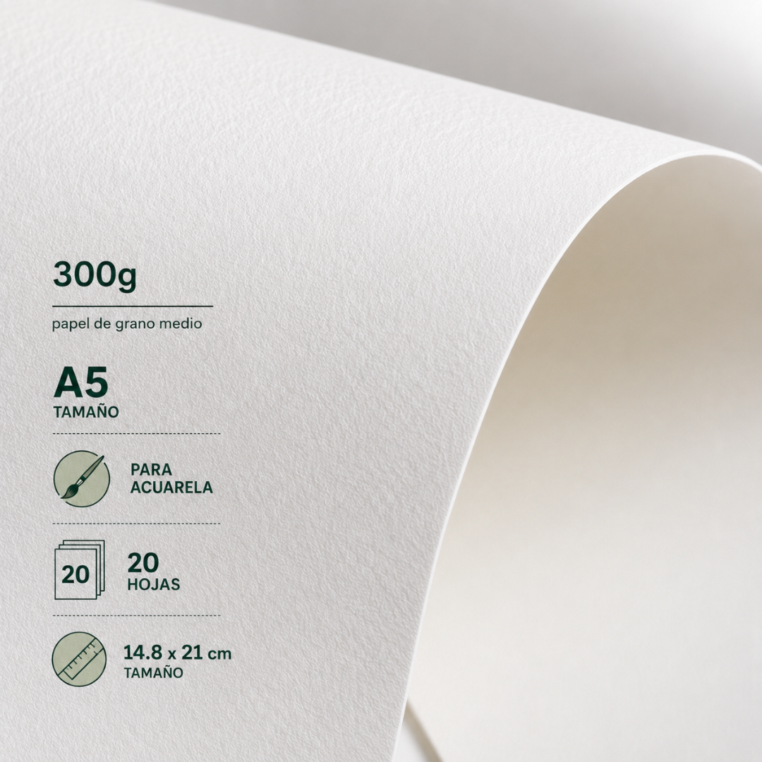 Croquera Block para Acuarela A5 300gsm con Algodón