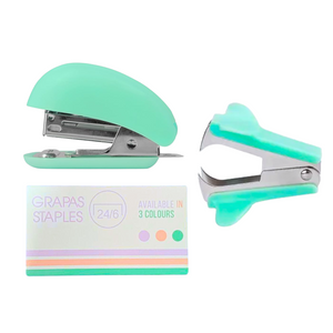 Set Mini Corchetera + Sacacorchetes + Corchetes Diseño Kawai