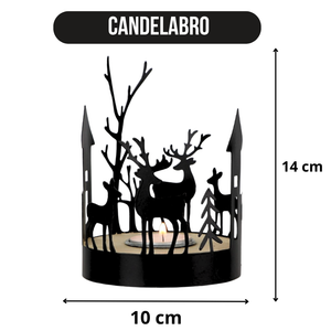 Portavela Navidad Negro Candelabro Decorativo Metal
