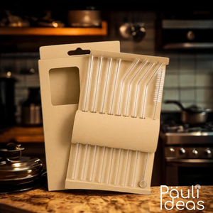 Bombillas De Vidrio Trasparente Set 6 Pajillas + 1 Cepillo