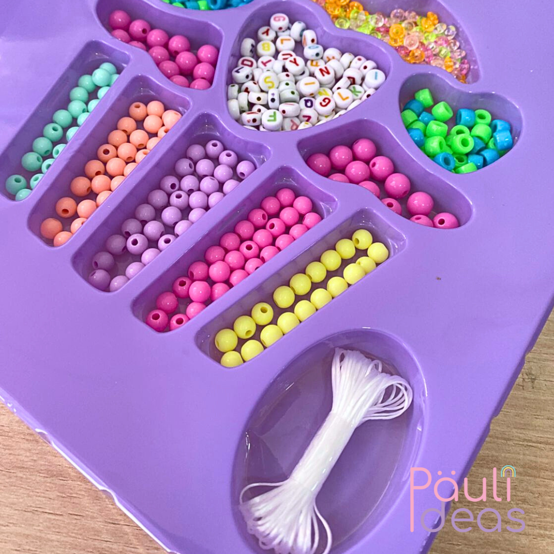 Set Para Hacer Pulseras Y Collares Juguete Kit Cuentas