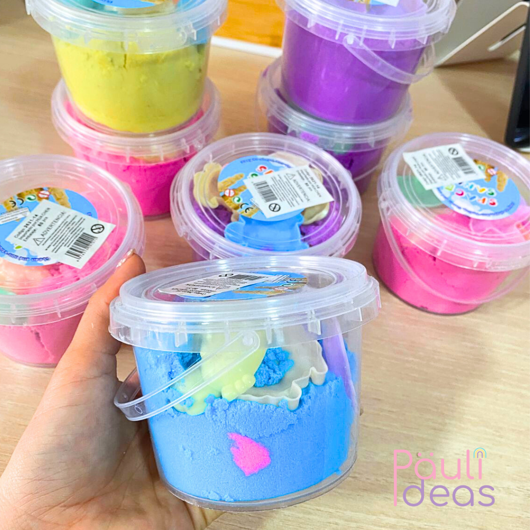 Arena Mágica Didáctica Infantil Con Moldes Set De 2 Potes