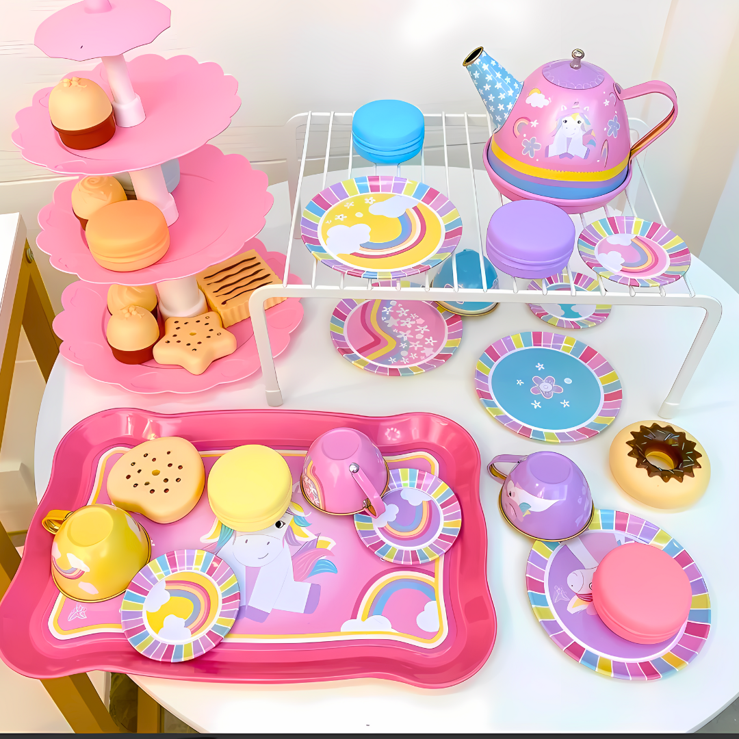 Juego Tazas De Té Metálico Juguete Didáctico Niños Y Niñas