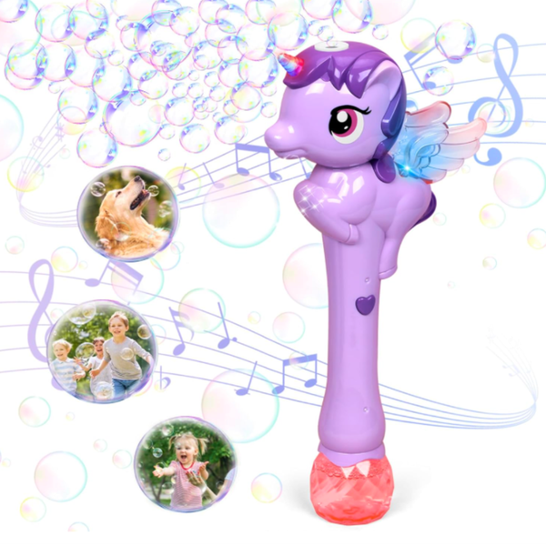 Pistola Lanza Burbujas Unicornio Luz Y Sonido A Pila
