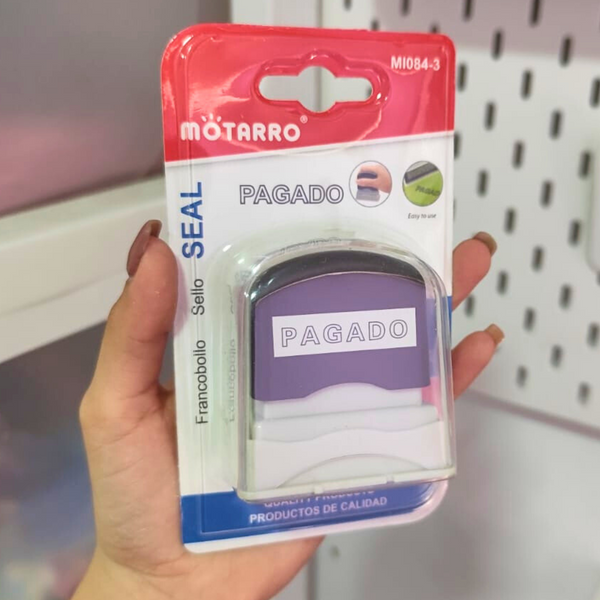 Sello Automático Pagado Tinta Negra Timbre De Oficina