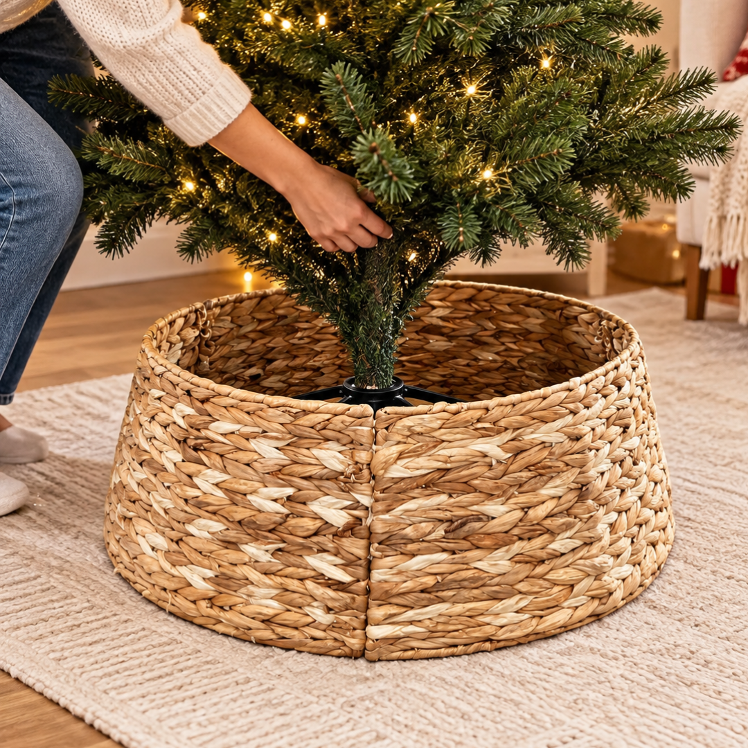 Faldón Cubrebase Árbol Navidad Tejido Canasto 65cm 3 Piezas