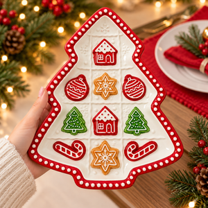 Bandeja Navideña Cerámica Árbol Navidad Galletas 27x23cm