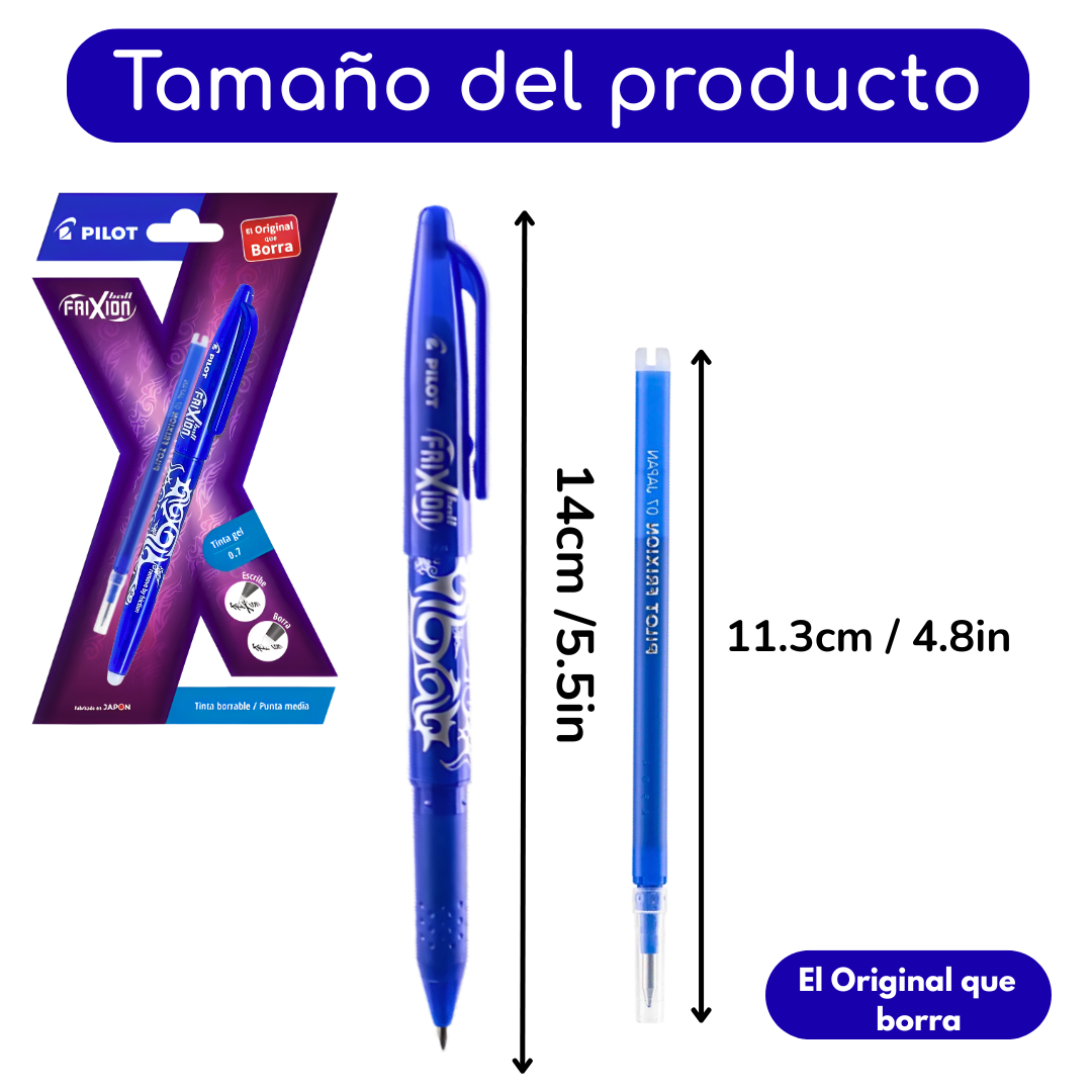 Lápiz Gel Pilot Frixion Ball 0.7mm Tinta Borrable + Repuesto