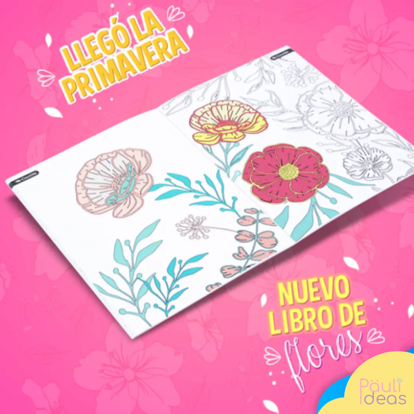 Libro Mándala Flores + 12 Lápices Fineliner Adix 0.4 Mm