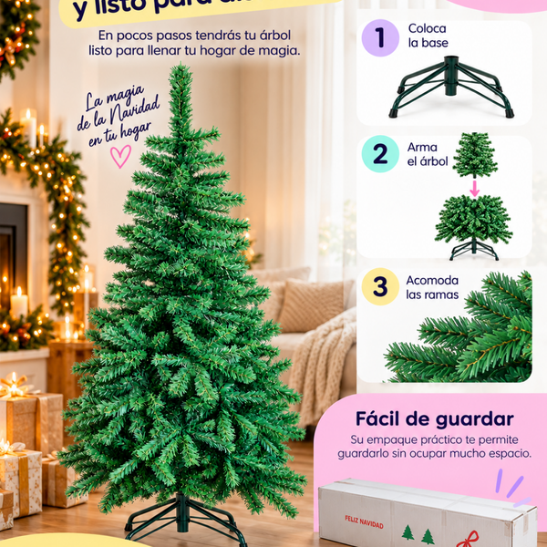 Árbol de Navidad Artificial 150 cm Ramas frondosas con Base Metálica