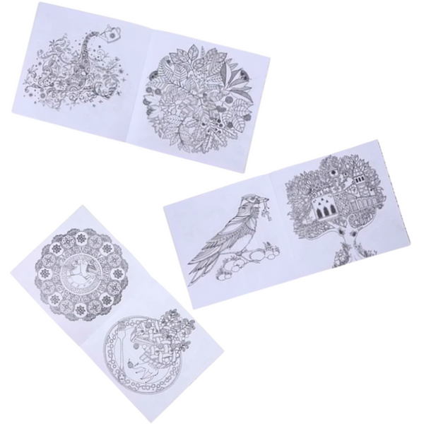 Mandalas 18 X18cm Para Colorear + Lápices Tiralínea 24 Color