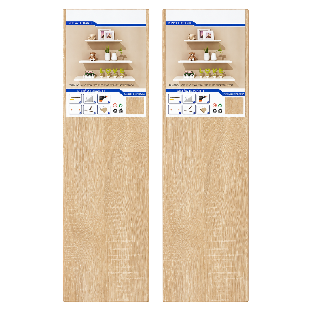 Repisas Flotantes De Pared MDF 60 Cm Abeto Set 2 Unidades