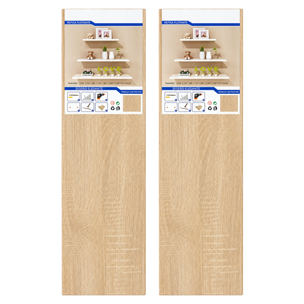 Repisas Flotantes De Pared MDF 60 Cm Abeto Set 2 Unidades