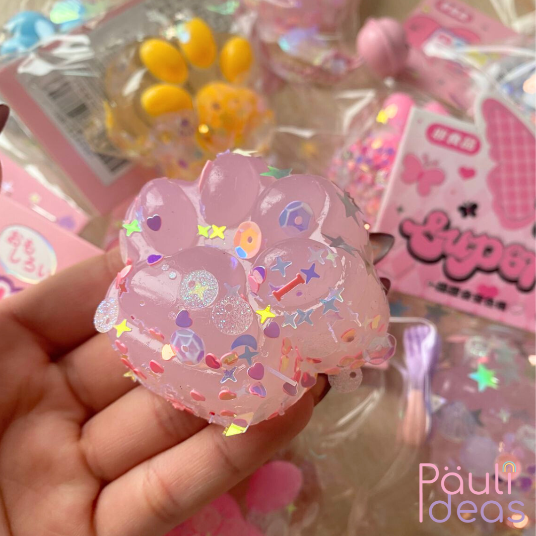 Squishy Patita De Gato Pegajosa Set De 2 Juguete Antiestrés