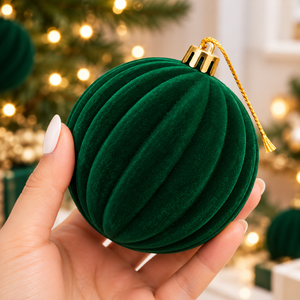 Bambalinas Navideñas Set 12 Esferas Terciopelo 8cm Adornos
