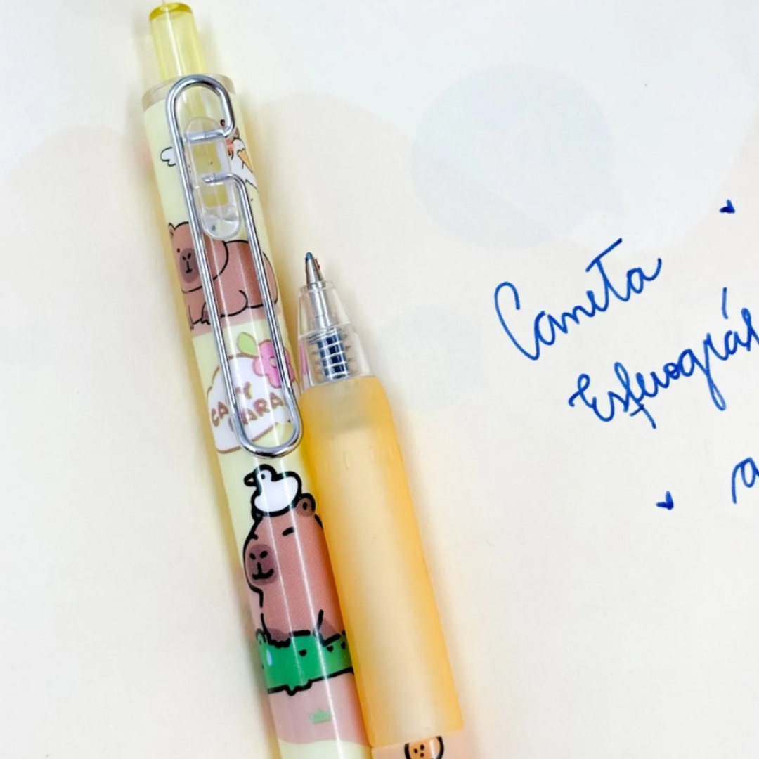 Lápices De Tinta Gel Capybara Kawaii 0.5 Mm Pack De 6