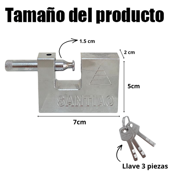 Candado De Acero 70 Mm Con 3 Llaves Cerradura Resistente