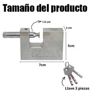 Candado De Acero 70 Mm Con 3 Llaves Cerradura Resistente