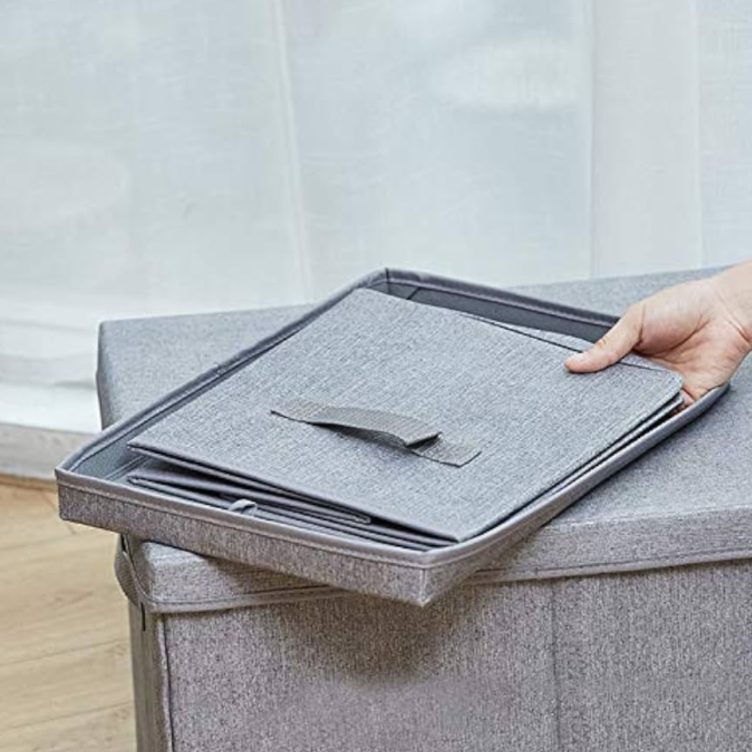 Caja Organizadora De Tela Con Tapa Para Ropa 30x28x15 Cm