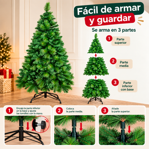 Árbol De Navidad Artificial 210Cm Frondoso Verde 2 Ramas