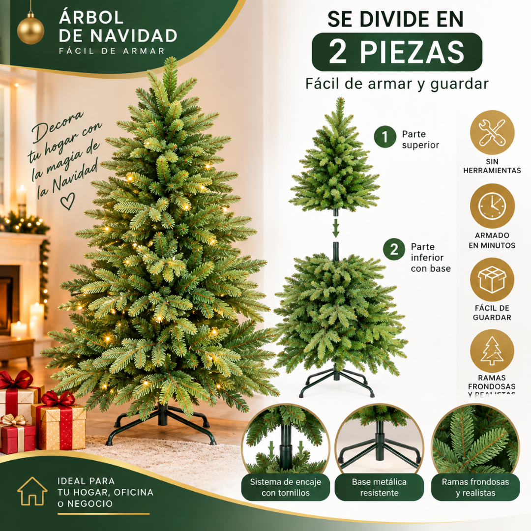 Árbol De Navidad 150cm Ramas Realistas Efecto Natural
