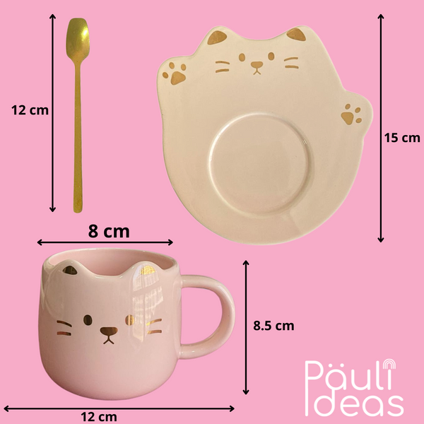 Tazón Mug Taza De Gatito Kawaii 360 Ml