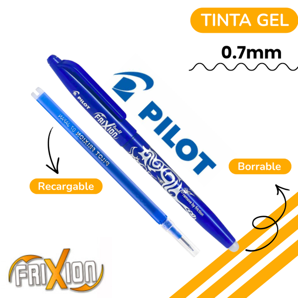 Lápiz Gel Pilot Frixion Ball 0.7mm Tinta Borrable + Repuesto