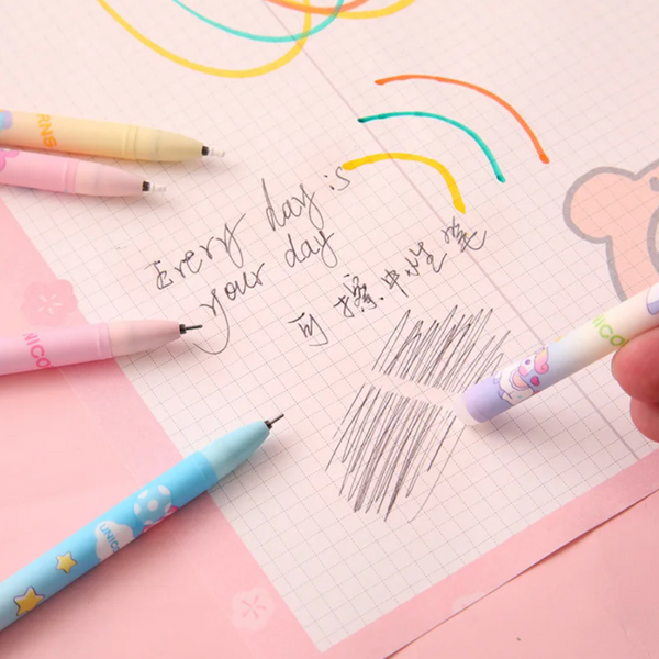 Caja 12 Lápices Kawaii Tinta Gel Borrable