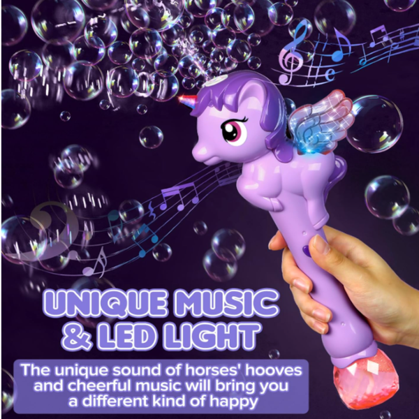 Pistola Lanza Burbujas Unicornio Luz Y Sonido A Pila