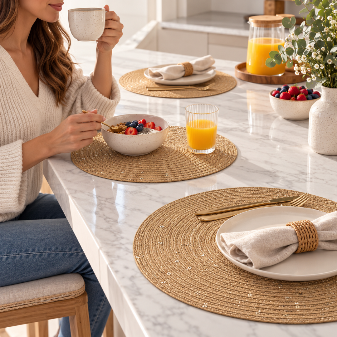 Individuales De Mesa Redondos Trenzados 38 Cm Set 4
