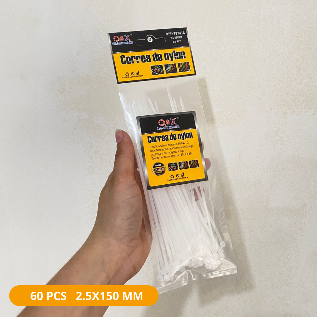 Amarras Plásticas De Nylon 2.5mm X 150mm Pack 60 Unid