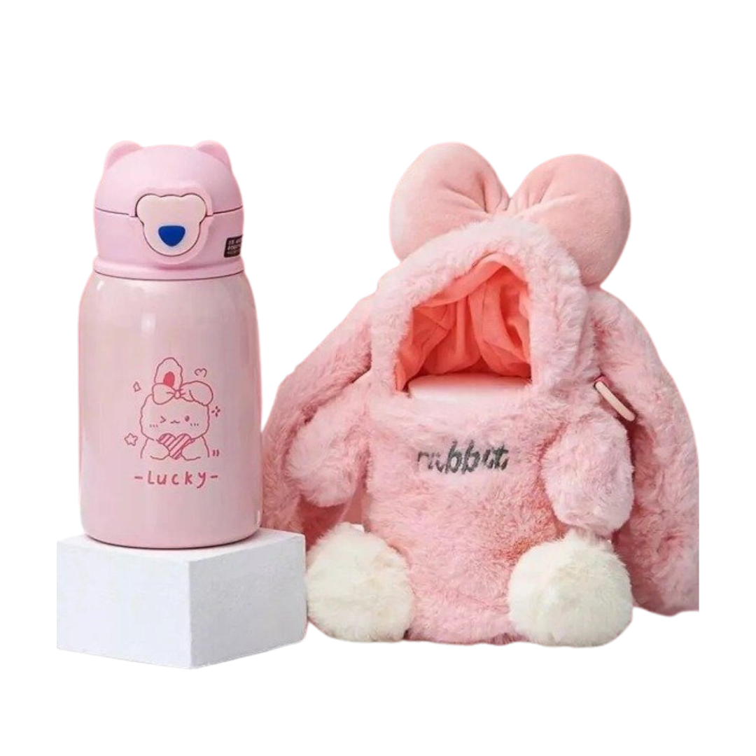 Botella Térmica con Funda para Colgar Kawaii