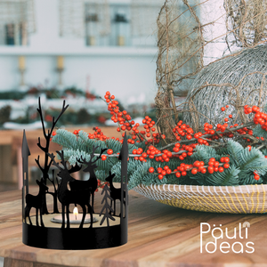 Portavela Navidad Negro Candelabro Decorativo Metal