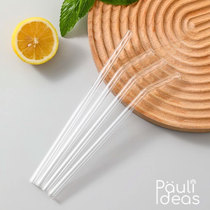 Bombillas De Vidrio Trasparente Set 6 Pajillas + 1 Cepillo