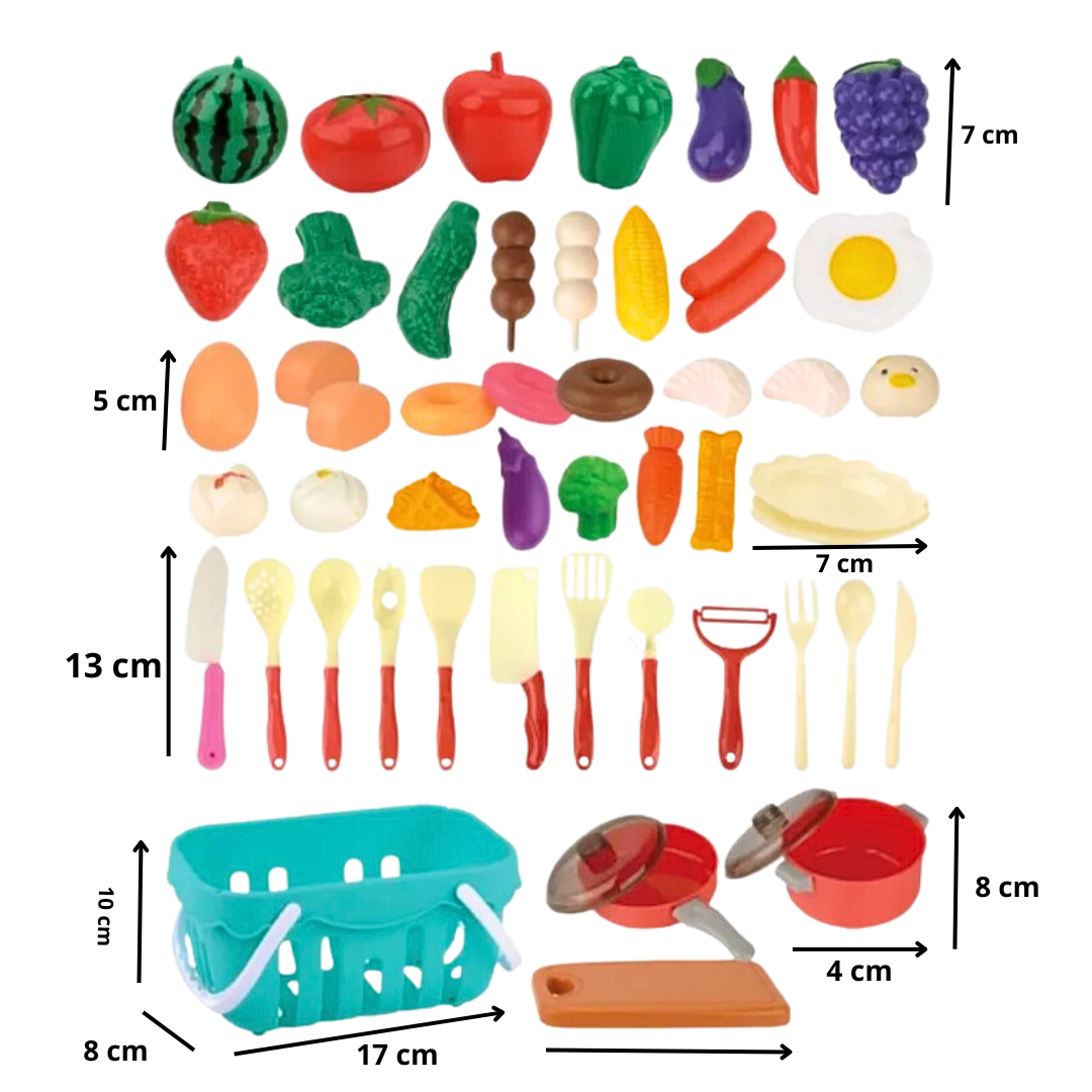 Canasto Diy De Frutas Y Verduras De Juguete 50 Piezas