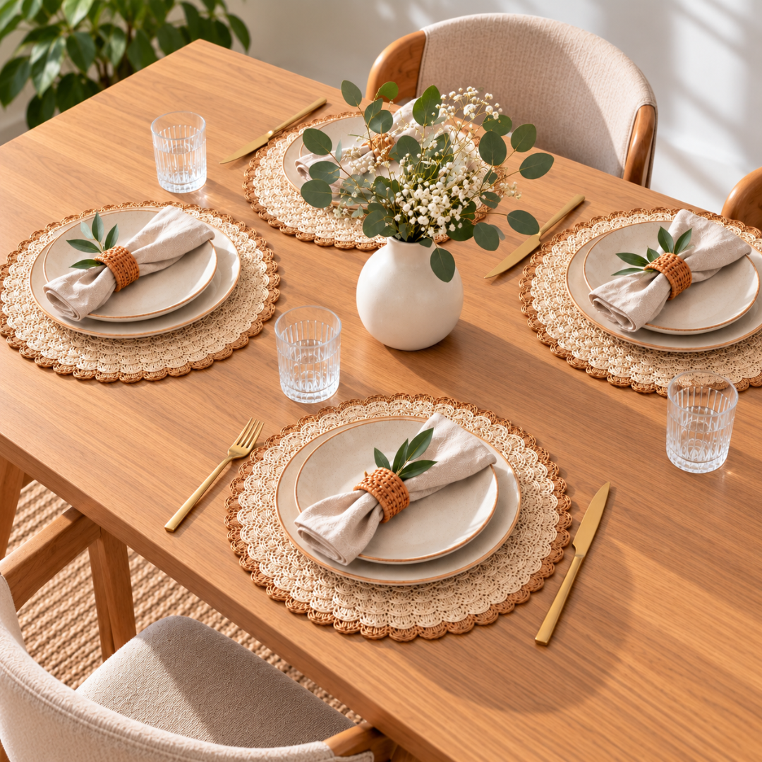 Individuales De Mesa Redondos Tejidos Set 4 Unidades 38cm