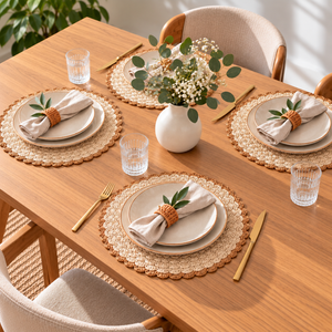 Individuales De Mesa Redondos Tejidos Set 4 Unidades 38cm