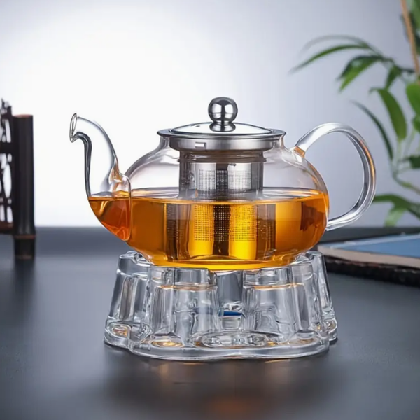 Tetera Borosilicato de Vidrio Transparente Con Infusor 800 ml