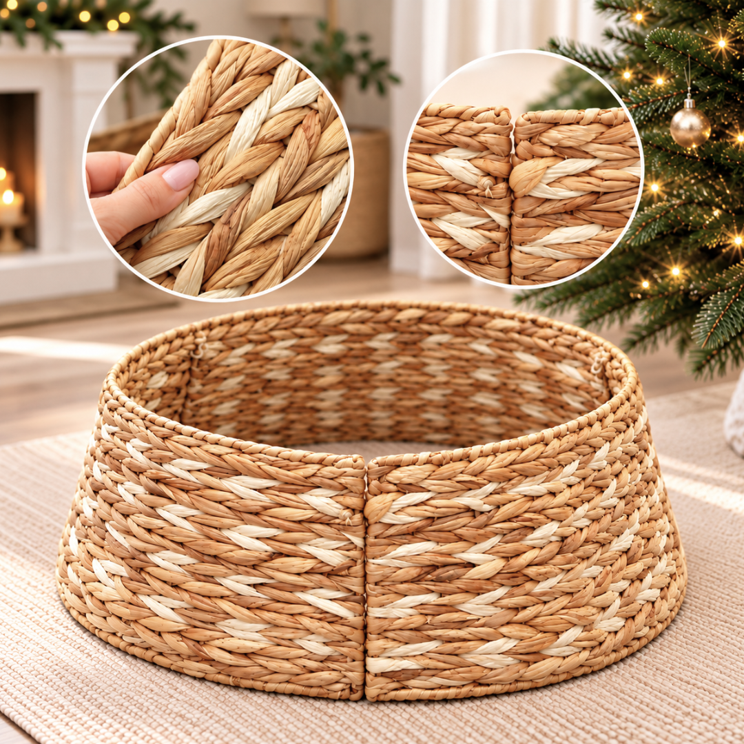 Faldón Cubrebase Árbol Navidad Tejido Canasto 65cm 3 Piezas