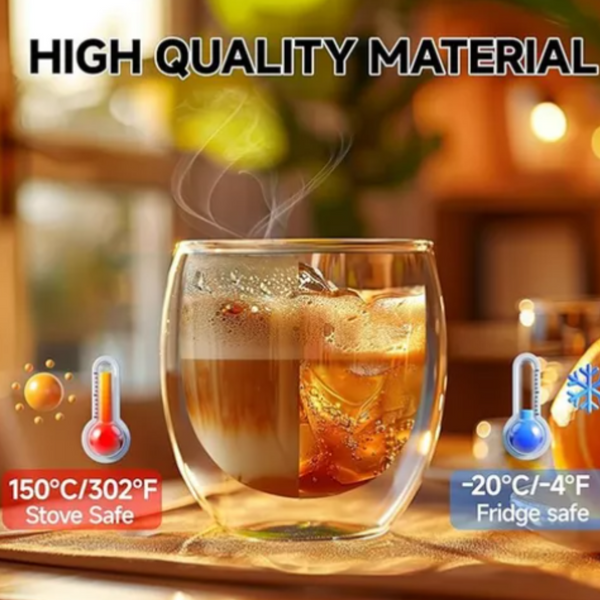 Set De 2 Tazas De Vidrio Doble Cubierta 80 Ml Mug