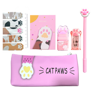Set Estuche Y Papelería Kawaii Tierna Gato Palta Cactus