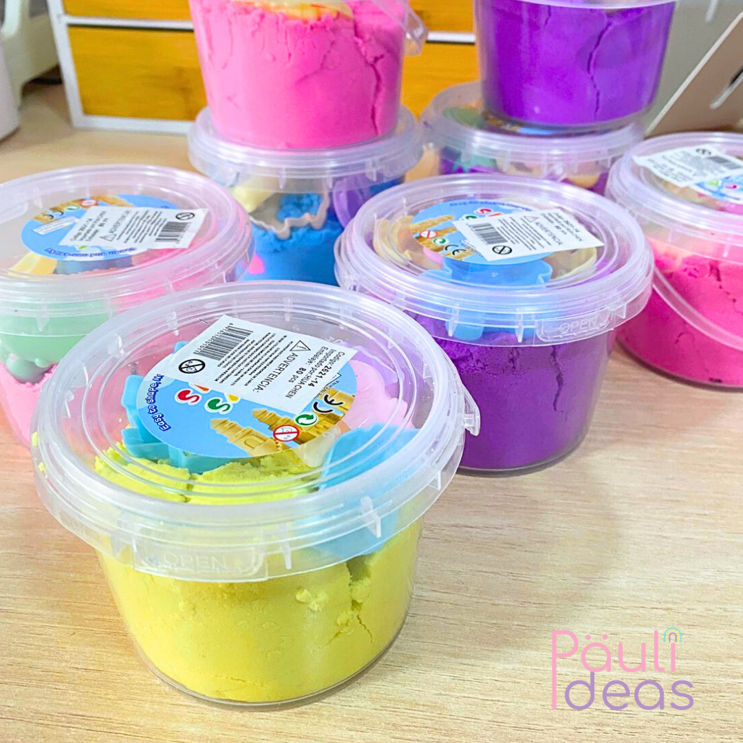 Arena Mágica Didáctica Infantil Con Moldes Set De 2 Potes