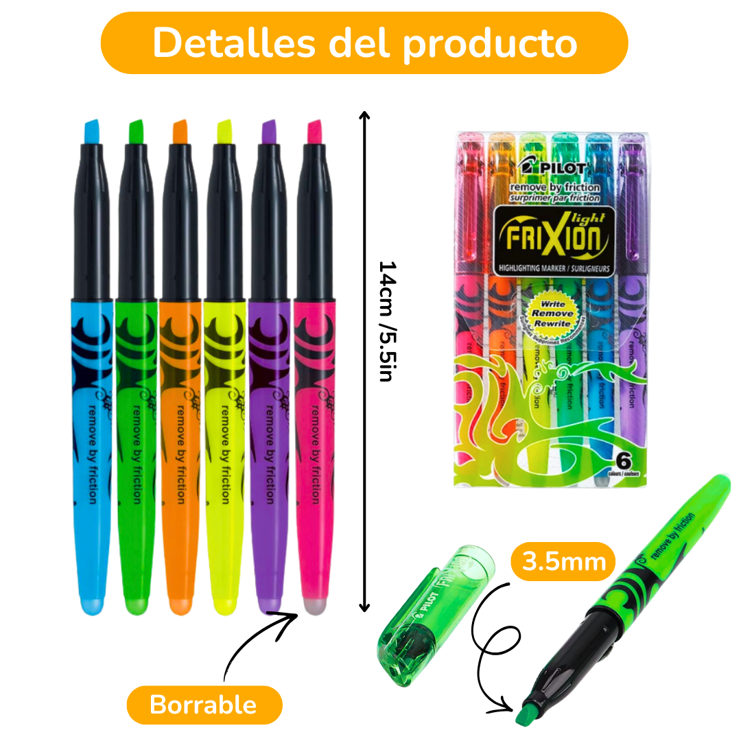 Set 6 Destacadores Pilot Frixion Light Punta Biselada