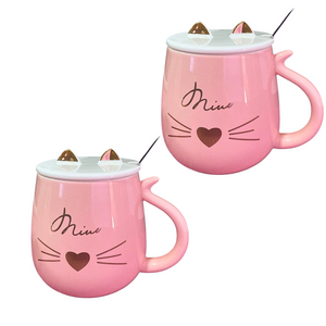 Set De 2 Tazas Mug Tazón De Gatito Tiernos Apilables